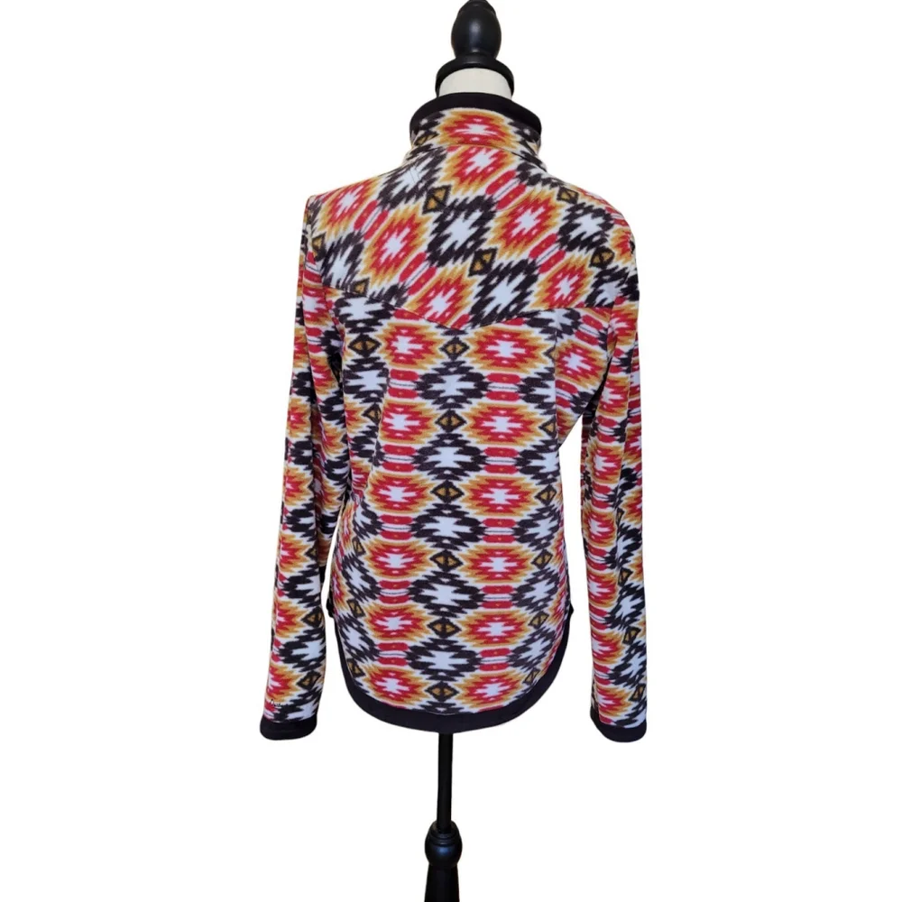 Outback Trading Company Southwestern Print Quarter Zip Bella Henley Pullover MD - Picture 2 of 11